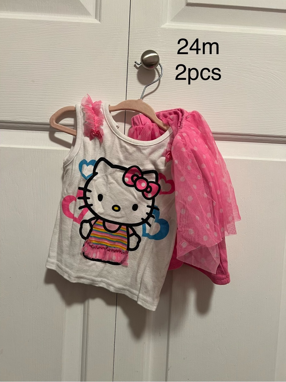 Hello Kitty White & Pink Tank Top and Skirt Set